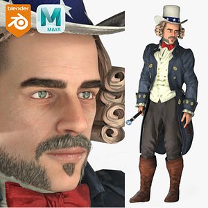 3D Realistic Rigged Medieval Gentleman Soldier Man-Stive Character 3D Model
