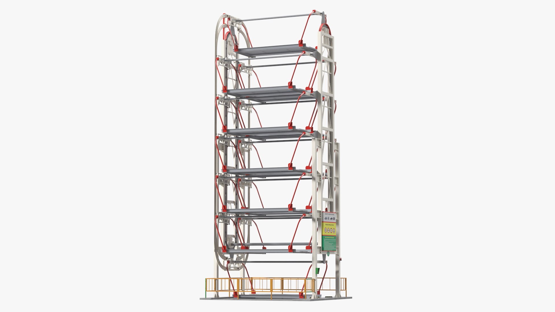 12 Place Rotary Car Parking Lift System 3D model preview
