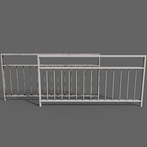 3D model PBR Pedestrian Guard Rail White V3