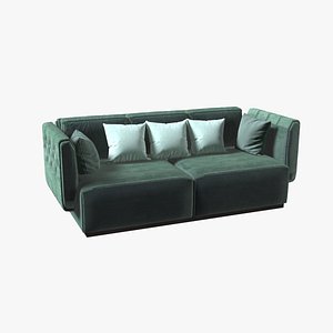 3D Luxury Green Chesterfiled Leather Two-seated Sofa model