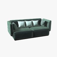 Luxury Green Chesterfiled Leather Two-seated Sofa