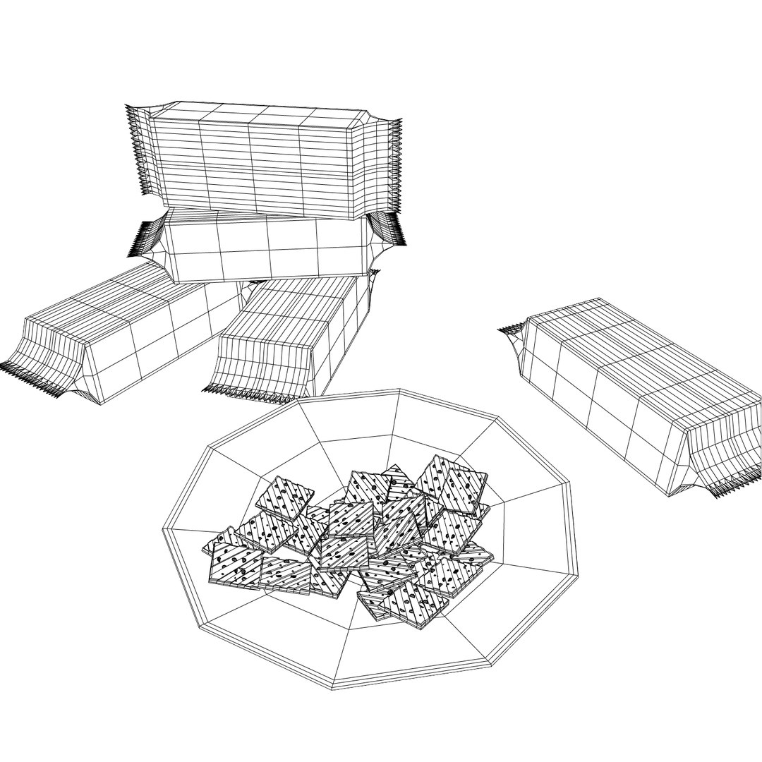 3D biscuit packets plate - TurboSquid 1160564