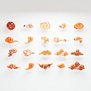 3D vdb collection Stylized auspicious clouds 20pack colorful