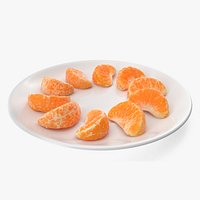 Peeled Mandarin Orange Segments on White Plate
