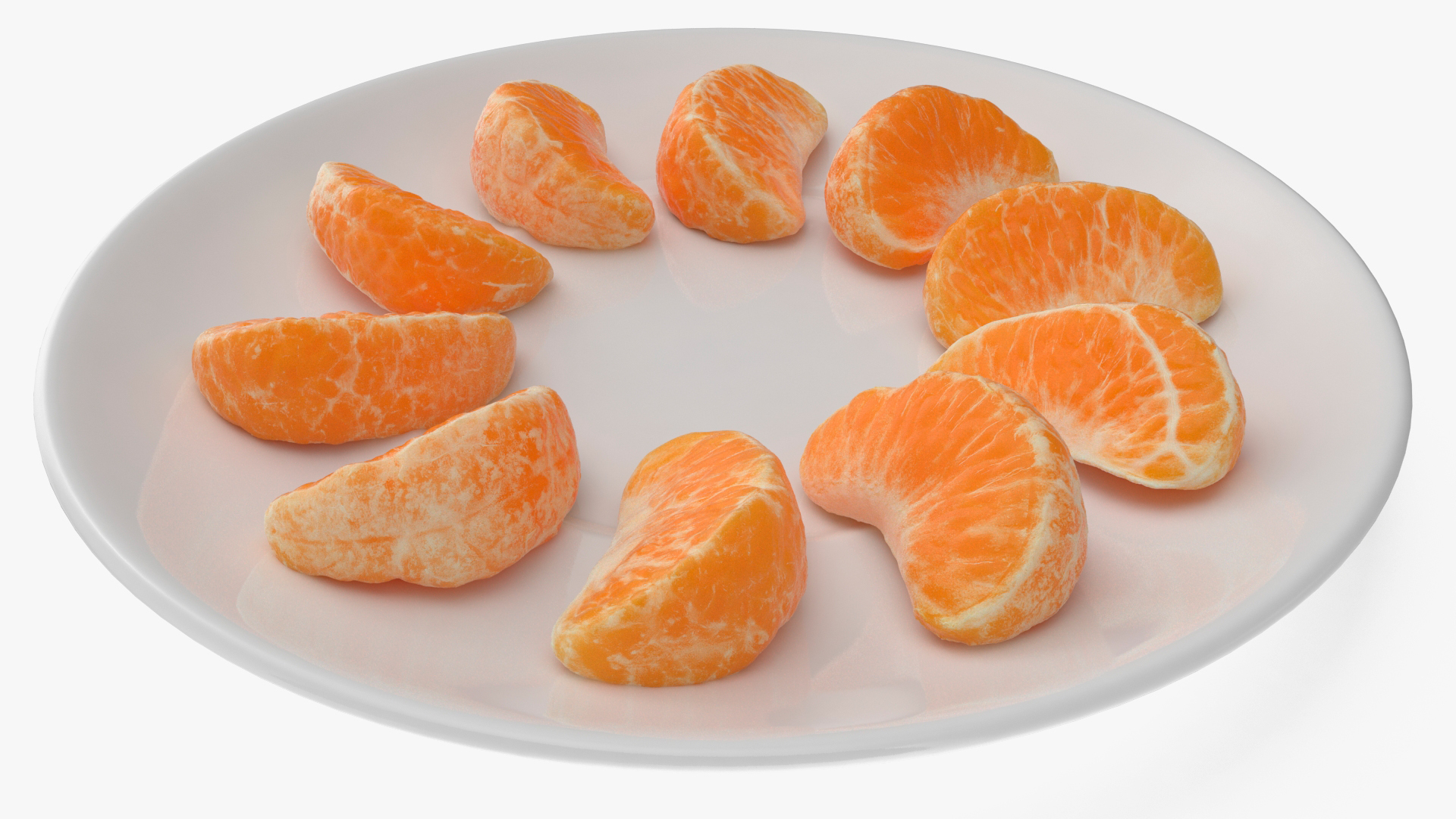 Peeled Mandarin Orange Segments On White Plate 3D Model TurboSquid