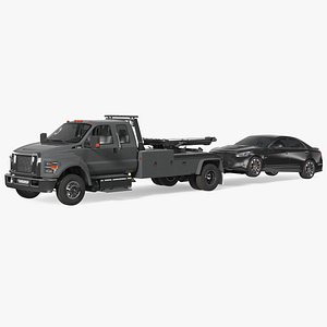Car Tow Truck with Transportable Car 3D model