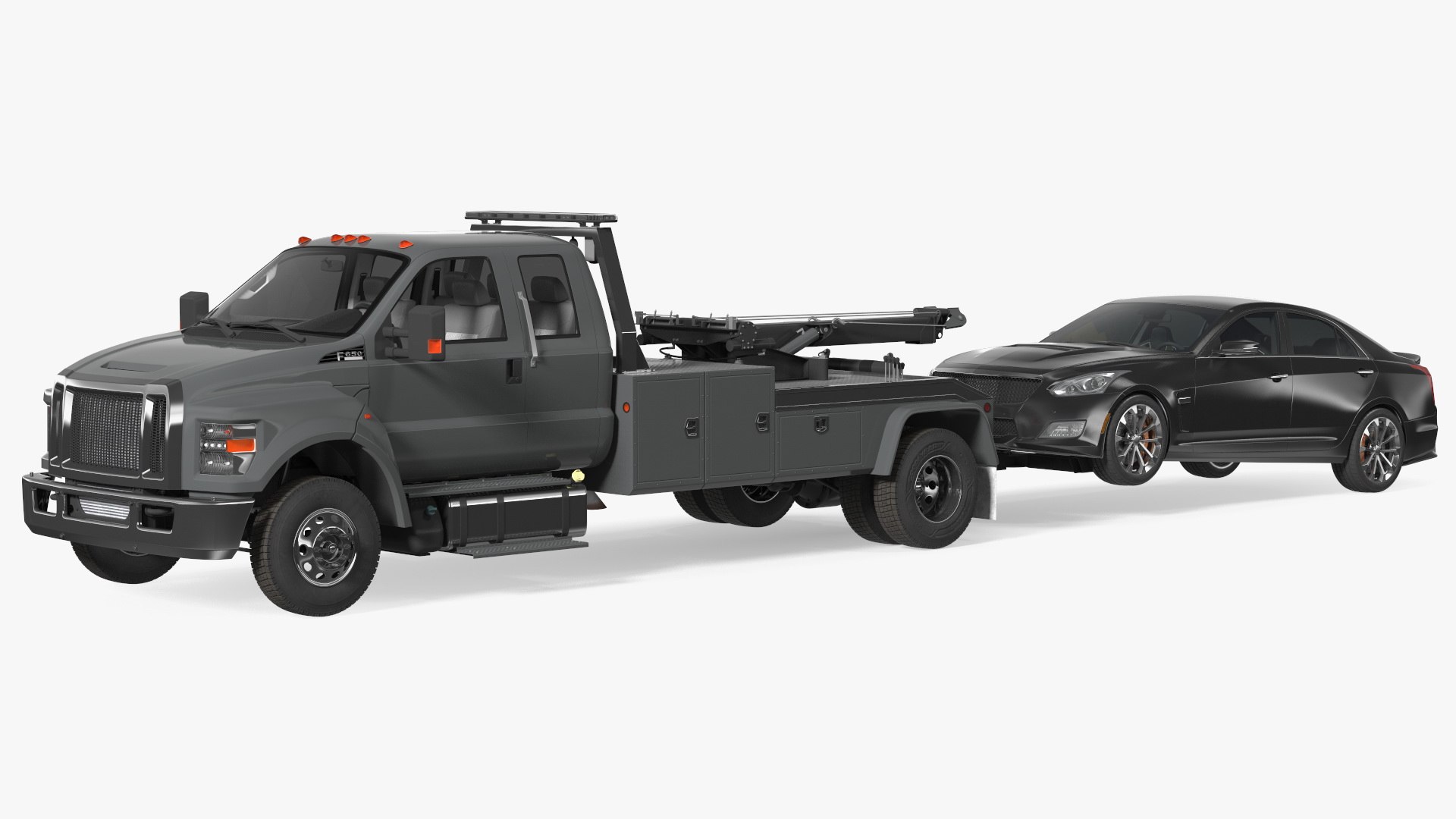 Car Tow Truck with Transportable Car 3D model preview