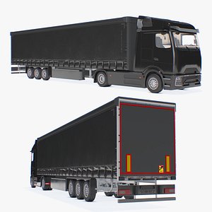 Electric Long Haul Truck With Trailer 2024 Black