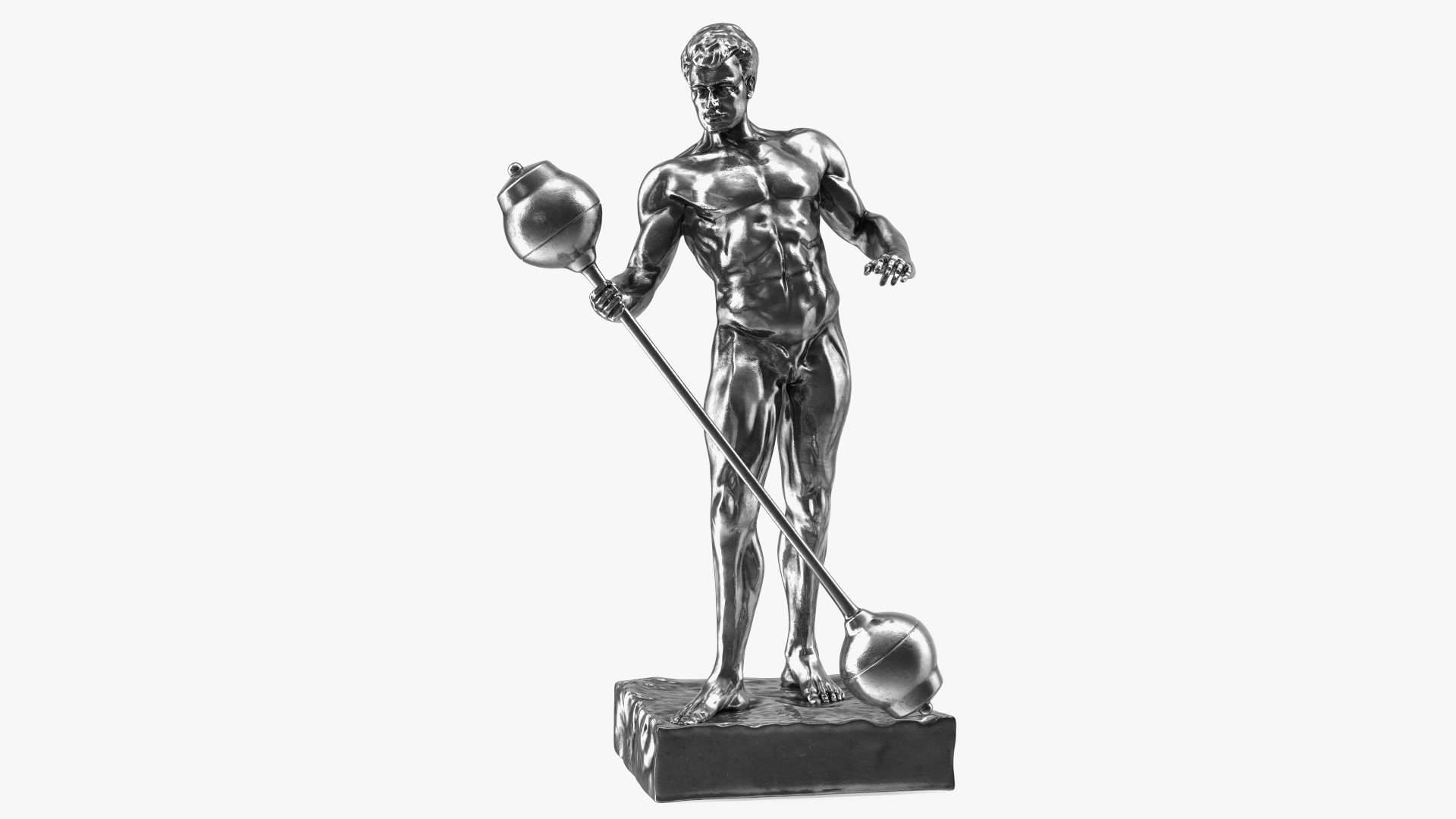 Bodybuilding Winner Silver Statue 3D model preview