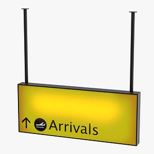 airport arrivals sign 3D