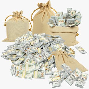 3D Money Bags Collection V21