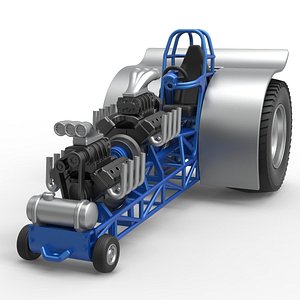 Diecast Pulling tractor with 2 engines V8 Version 4 Scale 1 to 25 3D