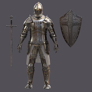 templar knight armor character 3D