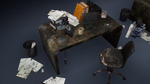 3D dirty office accessories model
