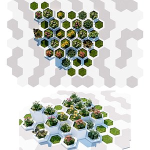 Minimalist Hex-Tile Greenery  Landscape Collection 3D model