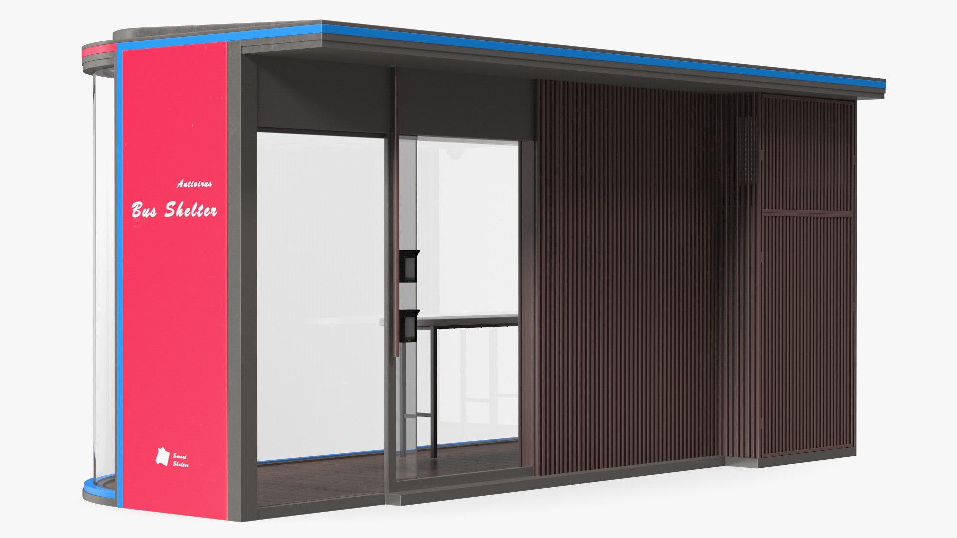 Antivirus Bus Shelter Rigged 3D model preview