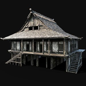 3D model JAPAN CHINESE ASIAN FEUDAL HUT HOUSE DOJO CABIN VILLAGE SAMURAI