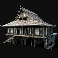 JAPAN CHINESE ASIAN FEUDAL HUT HOUSE DOJO CABIN VILLAGE SAMURAI
