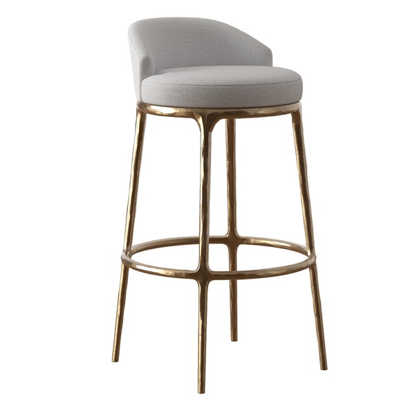 RH THADDEUS FABRIC SWIVEL BARSTOOL 3D model