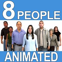 8 Pre-Animated 3d People Models-Casual v2