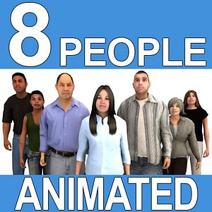 8 Pre-Animated 3d People Models-Casual v2