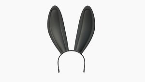 Furry Ears Tiara C09 Full Black - Headband Character Design 3D model