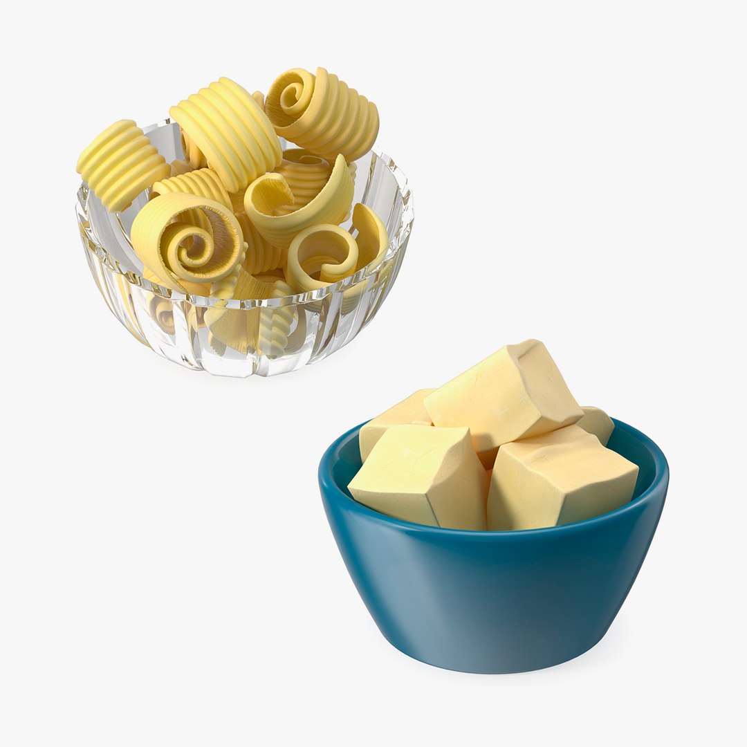 Bowls with Butter Collection 3D model preview