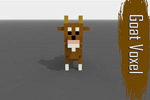 3D voxel goat low-poly