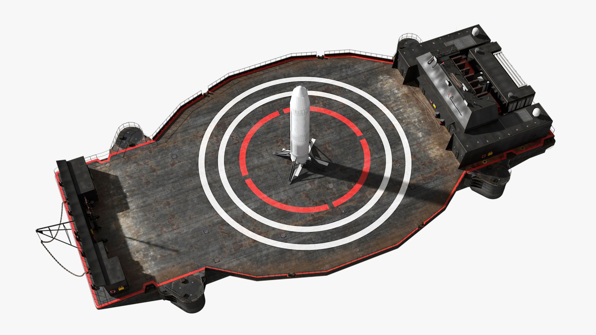 Autonomous Spacecraft Recovery Ship and Space Rocket 3D model preview