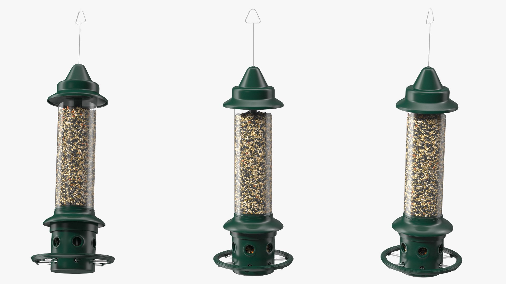 Modern Squirrel Proof Bird Feeder with Seeds 3D model preview
