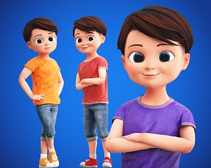 3D Stylized Cartoon Boy Character Rigged