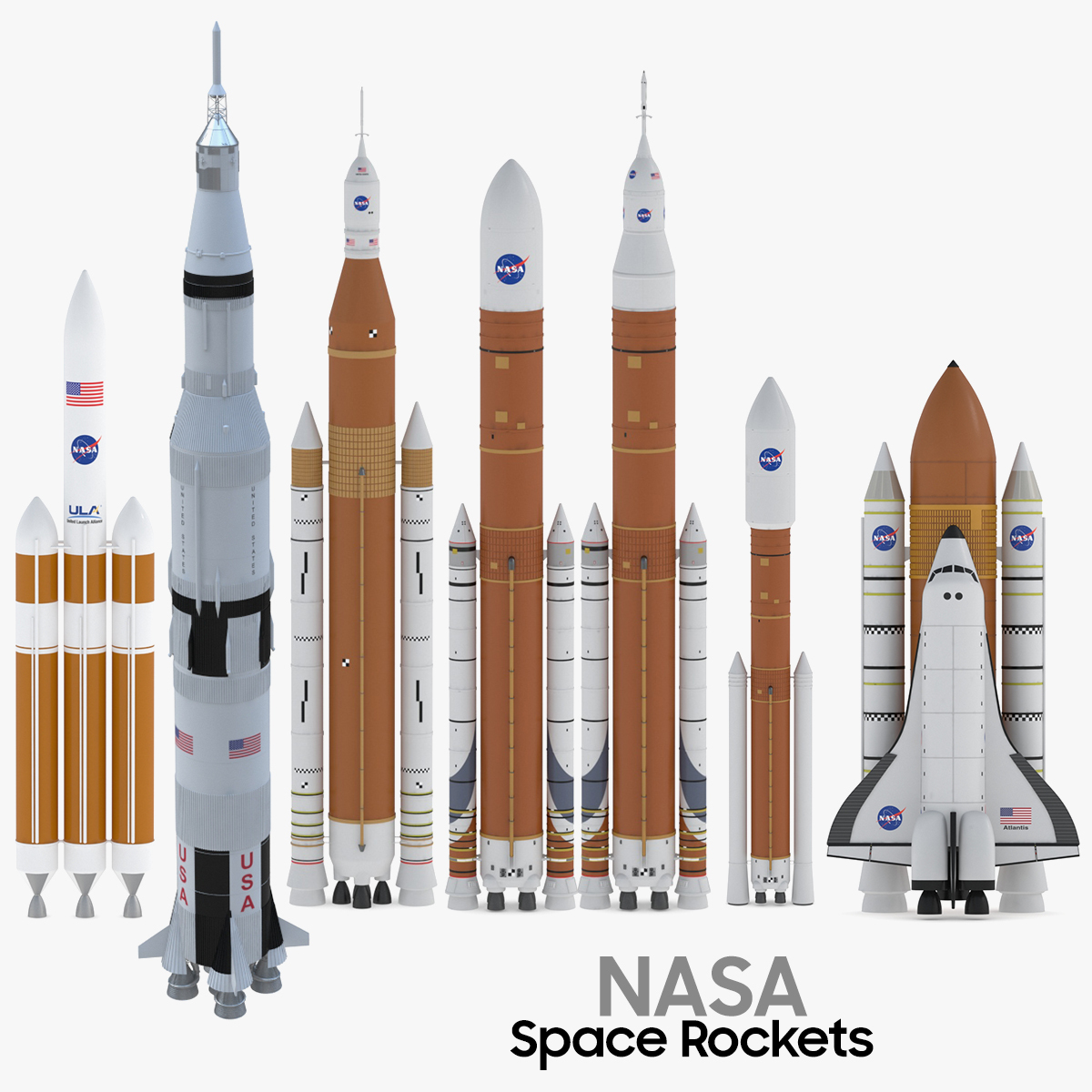 7 nasa space rocket 3D model - TurboSquid 1575813