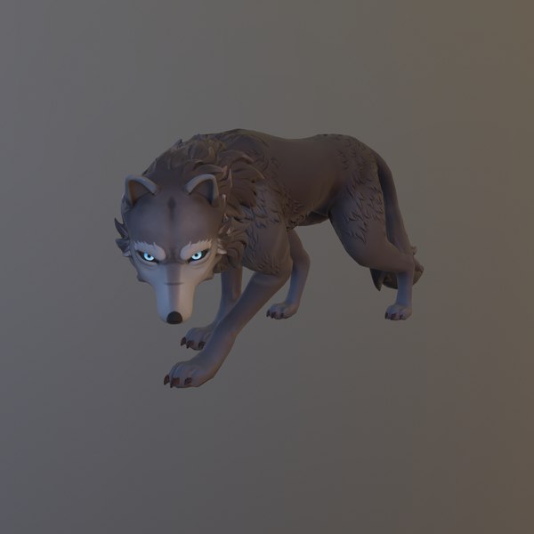 3d model gray wolf 2 fur
