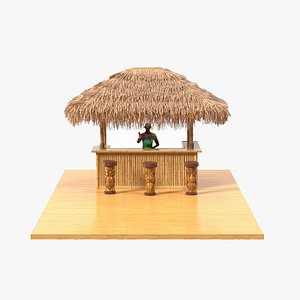 3D Barman at Tiki Bar Rigged for Cinema 4D