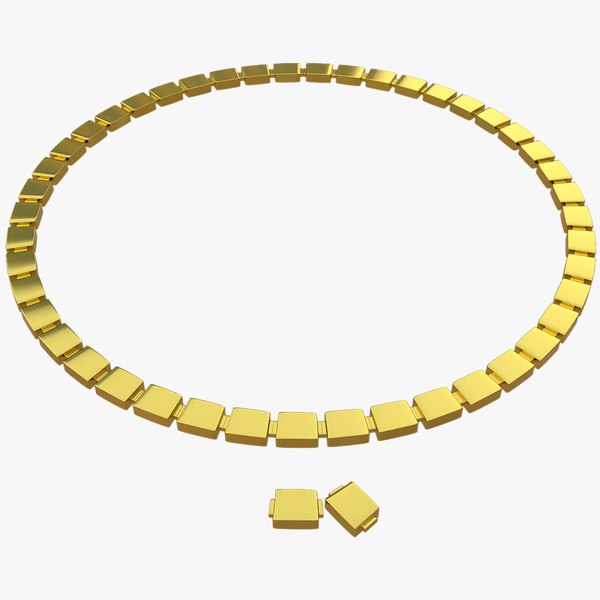 3D Gold Chain Necklace Interlocking Cube model