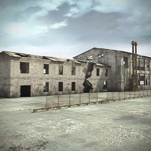 3d ruined industrial building warehouse interiors model