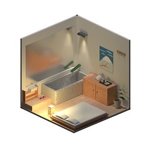 3D Japanese onsen room