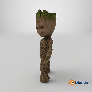 Little Groot Character in Standing Pose 3D model