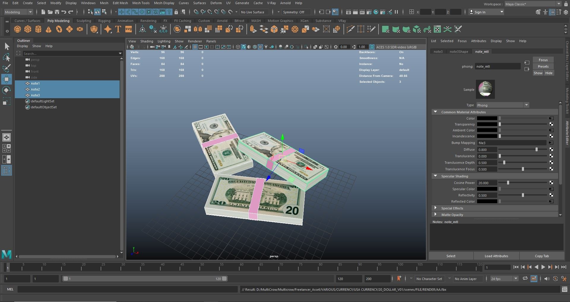 20 Dollar Note Currency Bundle AR VR PBR Model - TurboSquid 2007478