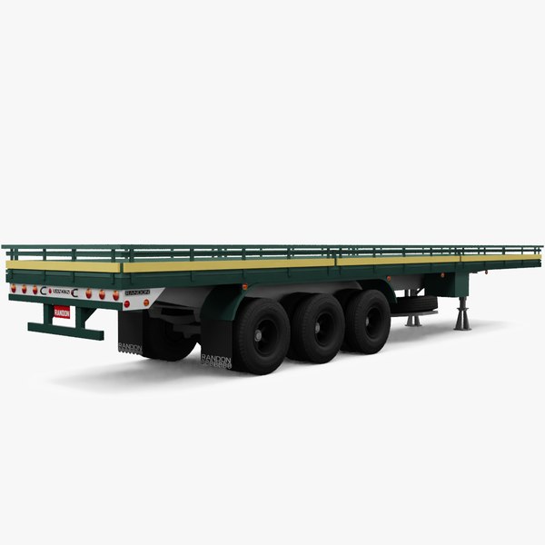 3D 1976 Randon 3-axle Flatbed Trailer Low Poly model
