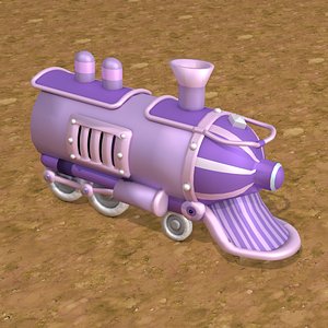 Pack  of 6 Low poly Toon -Trains and 4 carriers