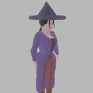 Low Poly Wizard Girl Rigged 6