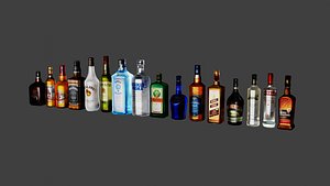16 liquor bottles model