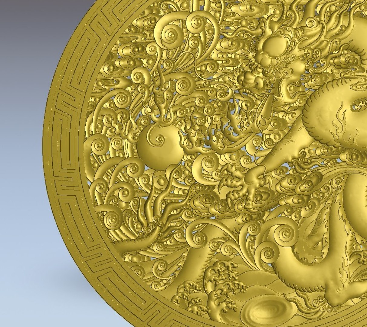 3d model chinese dragon plate