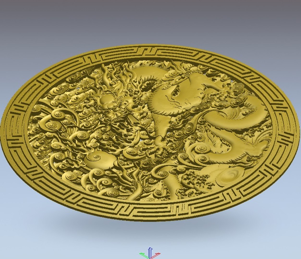 3d model chinese dragon plate