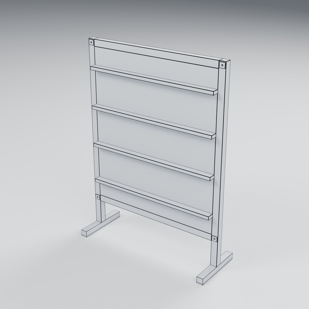 Freestanding Display Board with Wood Ledges - 1100 x 400 x 1500 mm 3D model https://p.turbosquid.com/ts-thumb/DQ/agLeU6/VT/06_wireframe/jpg/1788944824/1920x1080/fit_q87/b35b8a671cf97f4eb67d0d54dd3eaca0763e9270/06_wireframe.jpg