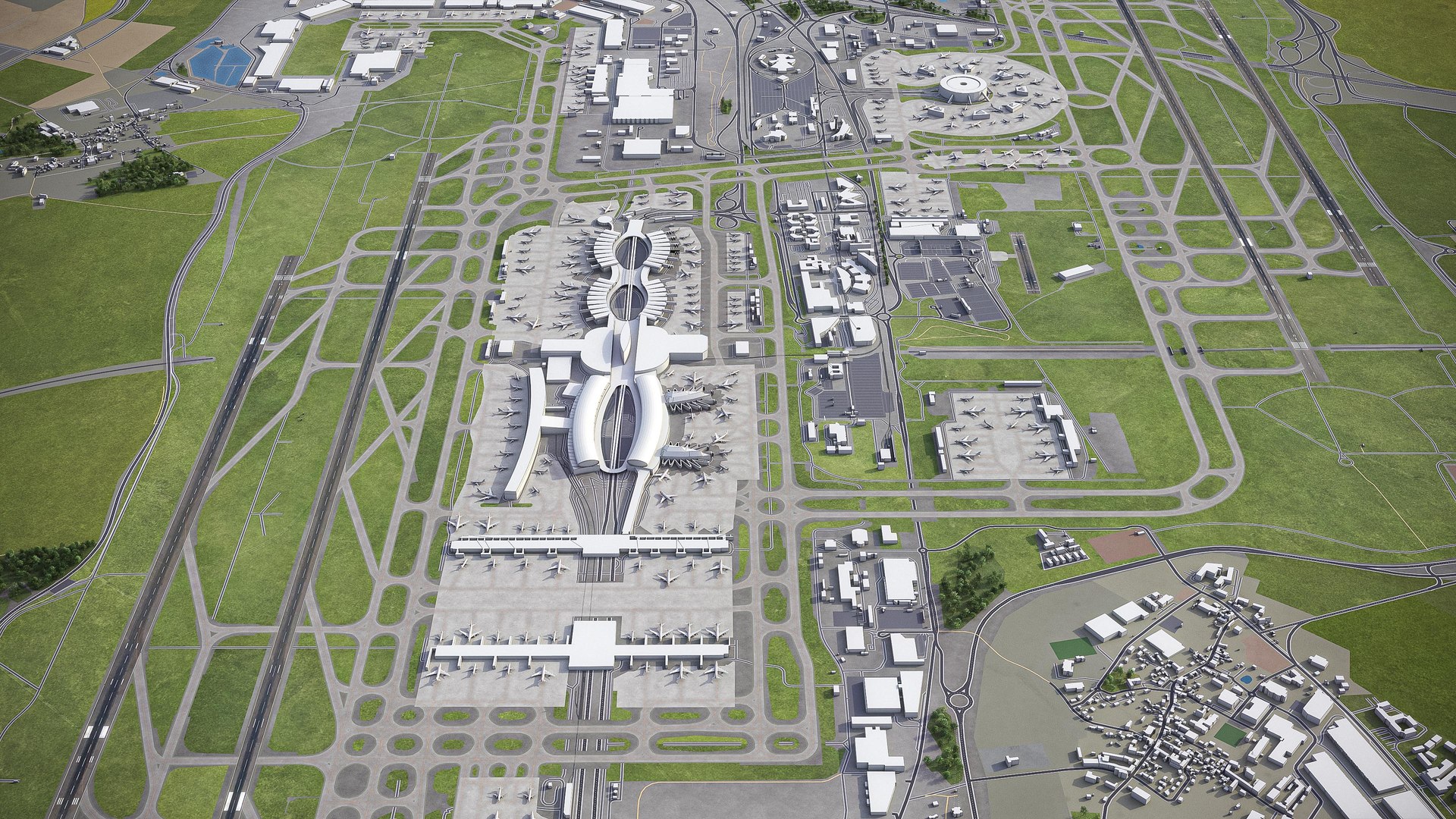Paris Charles De Gaulle Airport - 3D Model by 3dstudio