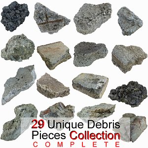 complete debris pieces realistic 3ds