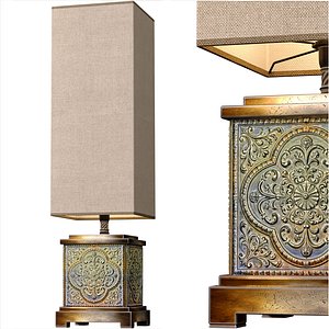 3D High Green Copper Arabic Oriental Nightstand buffet Table Lamp 3D model
