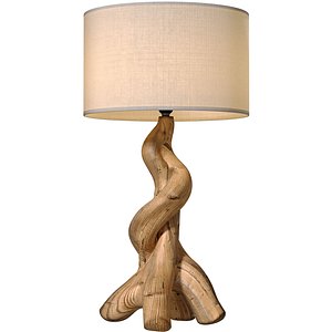 3D Rustic Wooden Table Lamp Sculptural Design Scandinavian Tree 3D model